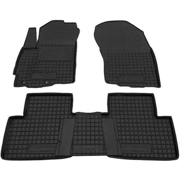 Коврики в салон Mitsubishi Outlander XL 2007-2012 резиновые, чёрные (AVTO-Gumm)