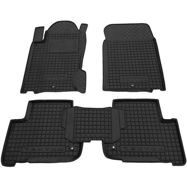 Коврики в салон SsangYong Rexton 2/W 2007-/2013- резиновые, чёрные (AVTO-Gumm)