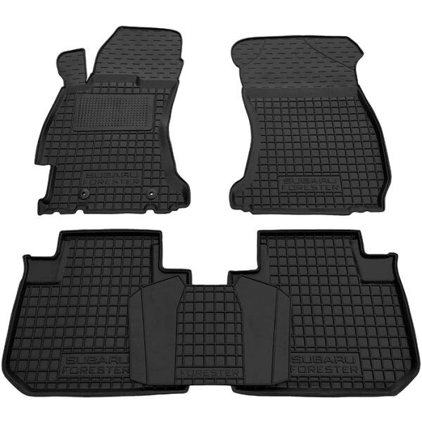 Коврики в салон Subaru Forester 4 2013- резиновые, чёрные (AVTO-Gumm)