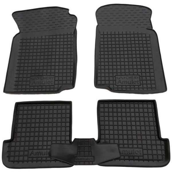 Коврики в салон Chery Amulet 2012- резиновые, чёрные (AVTO-Gumm)