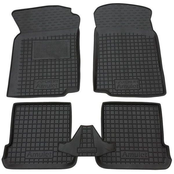 Коврики в салон Chery Amulet 2003-2012 резиновые, чёрные (AVTO-Gumm)