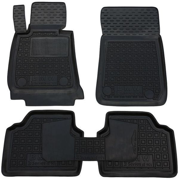 Коврики в салон BMW 3 (E90/91) 2005-2011 sDrive резиновые, чёрные (AVTO-Gumm)